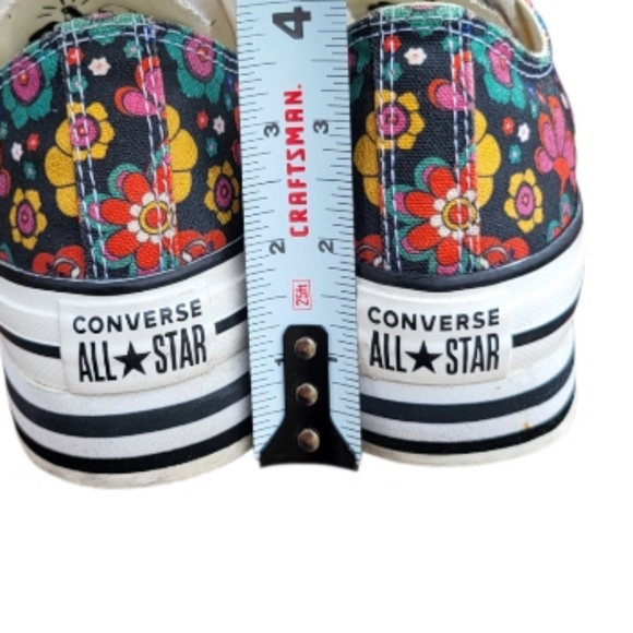 Girls United Platform Converse All Star Chuck Taylor Floral Hippie Black Women 6 - Picture 11 of 14